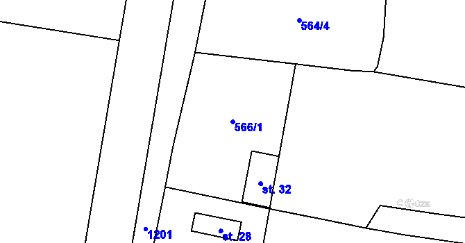 Parcela st. 566/1 v KÚ Lovčovice, Katastrální mapa