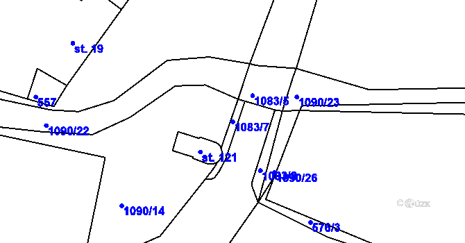 Parcela st. 1083/7 v KÚ Menhartice, Katastrální mapa
