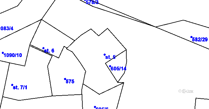 Parcela st. 5 v KÚ Menhartice, Katastrální mapa