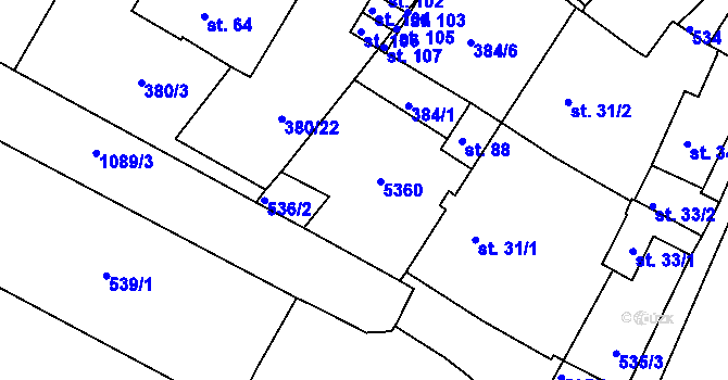 Parcela st. 30/1 v KÚ Menhartice, Katastrální mapa