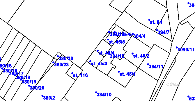 Parcela st. 45/4 v KÚ Menhartice, Katastrální mapa
