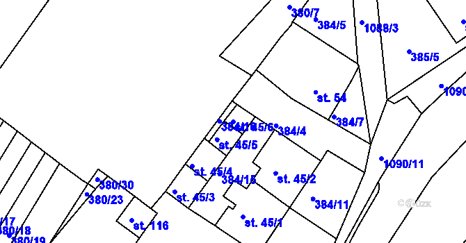 Parcela st. 45/6 v KÚ Menhartice, Katastrální mapa