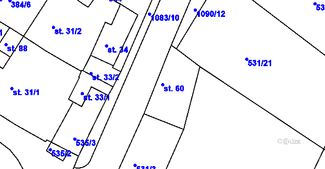 Parcela st. 60 v KÚ Menhartice, Katastrální mapa