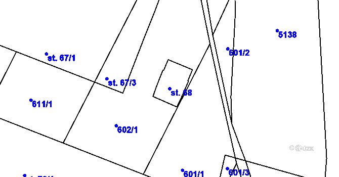 Parcela st. 68 v KÚ Menhartice, Katastrální mapa