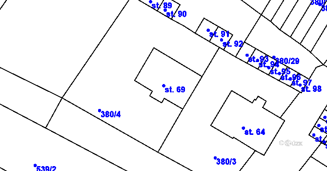 Parcela st. 69 v KÚ Menhartice, Katastrální mapa