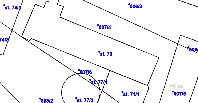 Parcela st. 70 v KÚ Menhartice, Katastrální mapa