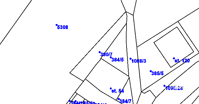 Parcela st. 380/7 v KÚ Menhartice, Katastrální mapa