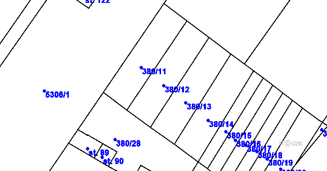 Parcela st. 380/12 v KÚ Menhartice, Katastrální mapa