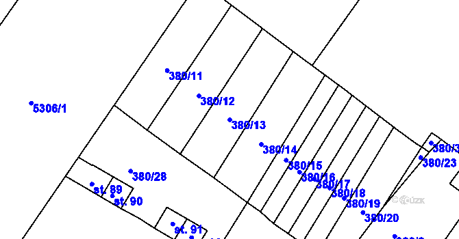 Parcela st. 380/13 v KÚ Menhartice, Katastrální mapa