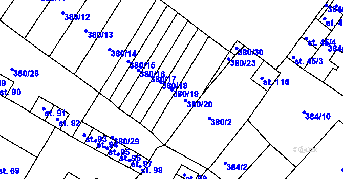 Parcela st. 380/19 v KÚ Menhartice, Katastrální mapa