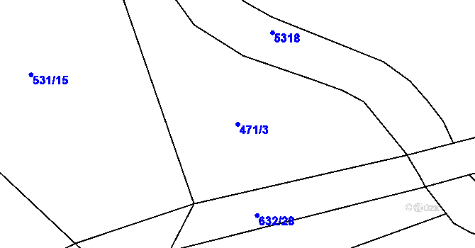 Parcela st. 471/3 v KÚ Menhartice, Katastrální mapa