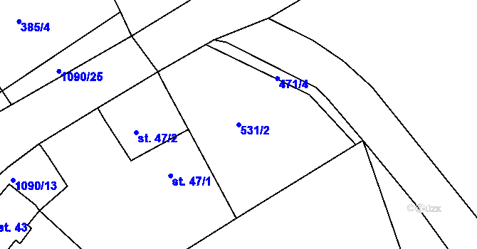 Parcela st. 531/2 v KÚ Menhartice, Katastrální mapa