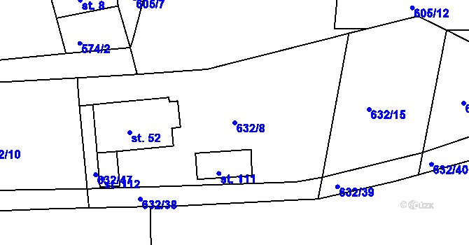 Parcela st. 632/8 v KÚ Menhartice, Katastrální mapa