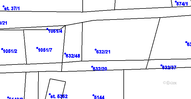 Parcela st. 632/21 v KÚ Menhartice, Katastrální mapa