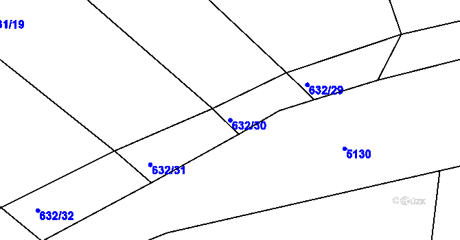 Parcela st. 632/30 v KÚ Menhartice, Katastrální mapa