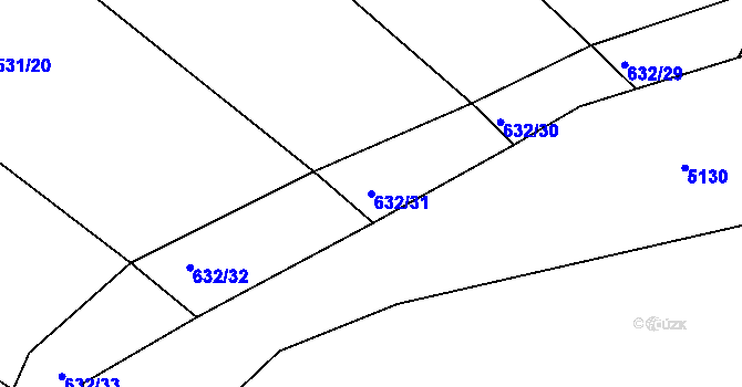Parcela st. 632/31 v KÚ Menhartice, Katastrální mapa