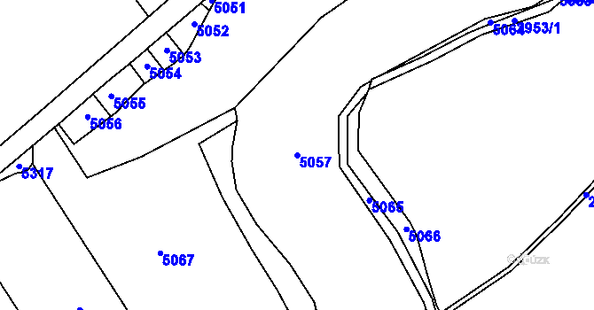 Parcela st. 5057 v KÚ Menhartice, Katastrální mapa
