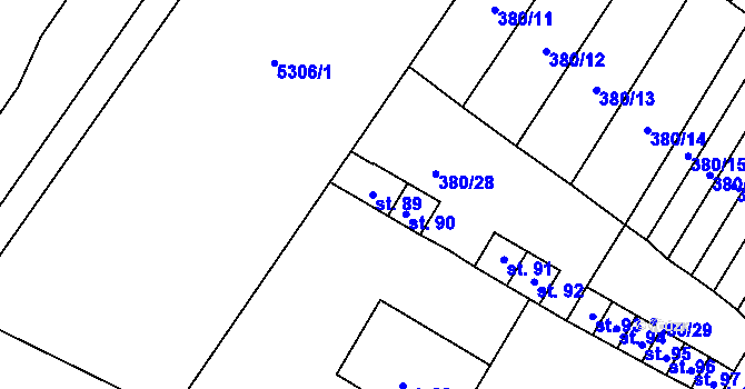 Parcela st. 89 v KÚ Menhartice, Katastrální mapa