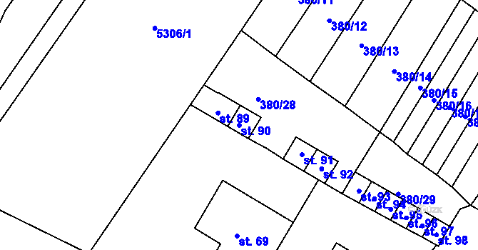 Parcela st. 90 v KÚ Menhartice, Katastrální mapa