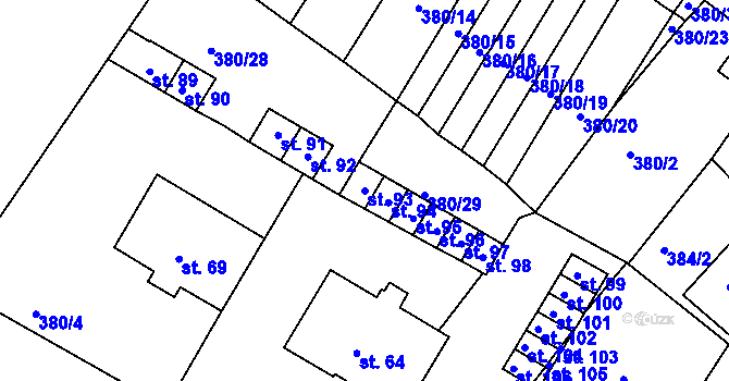 Parcela st. 93 v KÚ Menhartice, Katastrální mapa