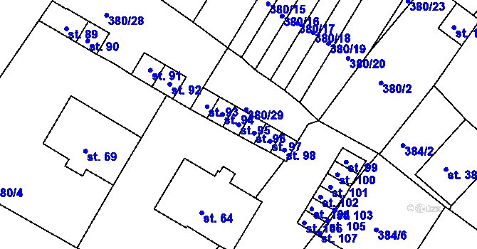 Parcela st. 95 v KÚ Menhartice, Katastrální mapa