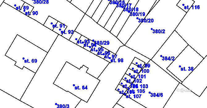 Parcela st. 97 v KÚ Menhartice, Katastrální mapa
