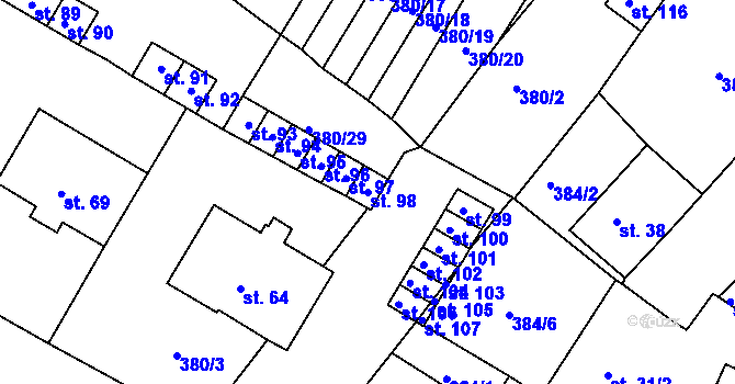 Parcela st. 98 v KÚ Menhartice, Katastrální mapa