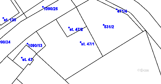 Parcela st. 47/1 v KÚ Menhartice, Katastrální mapa
