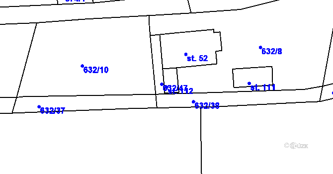 Parcela st. 112 v KÚ Menhartice, Katastrální mapa