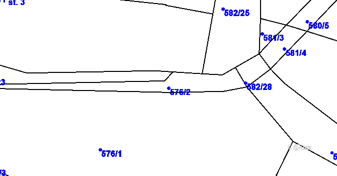 Parcela st. 576/2 v KÚ Menhartice, Katastrální mapa