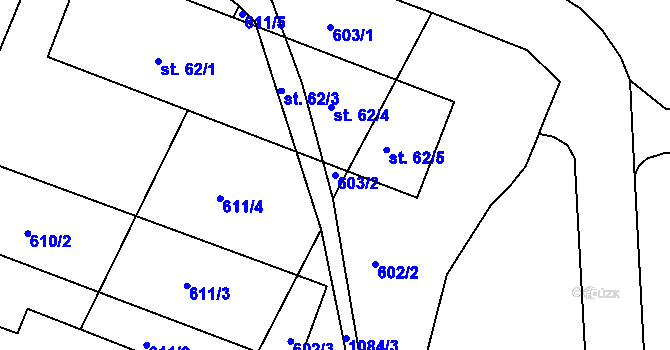 Parcela st. 603/2 v KÚ Menhartice, Katastrální mapa