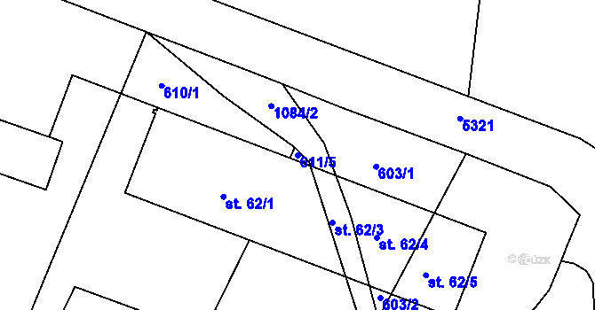 Parcela st. 611/5 v KÚ Menhartice, Katastrální mapa