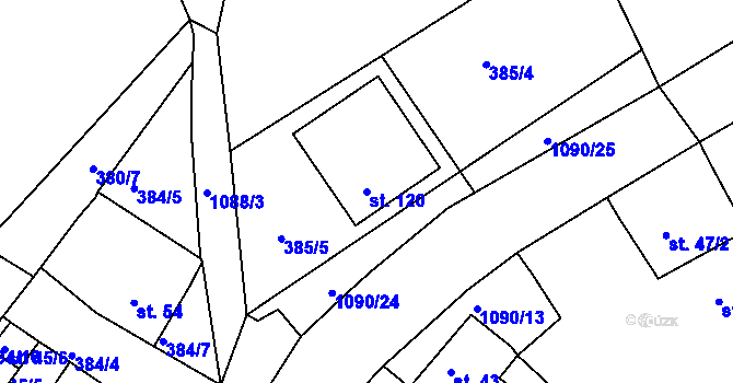 Parcela st. 120 v KÚ Menhartice, Katastrální mapa