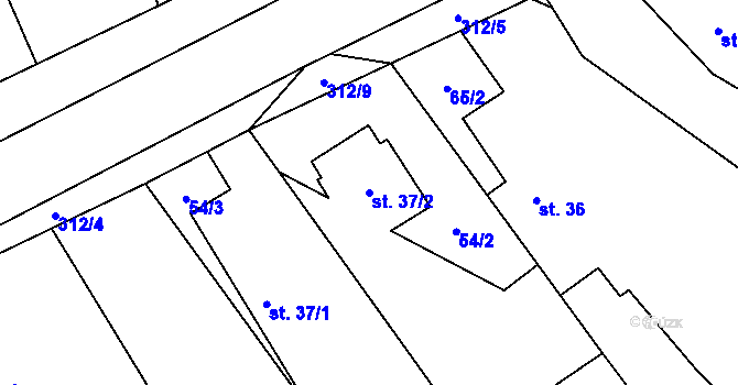 Parcela st. 37/2 v KÚ Bydžovská Lhotka, Katastrální mapa