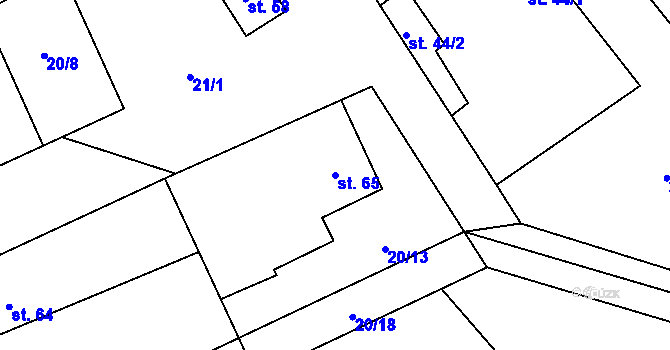 Parcela st. 65 v KÚ Bydžovská Lhotka, Katastrální mapa