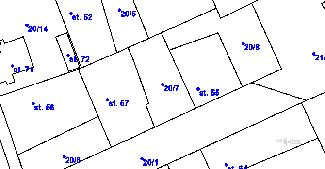 Parcela st. 20/7 v KÚ Bydžovská Lhotka, Katastrální mapa
