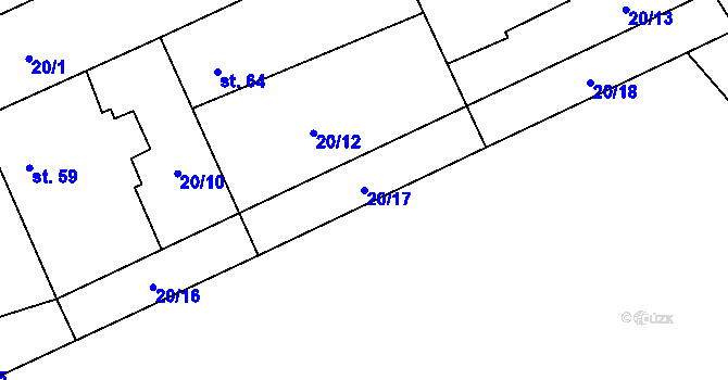 Parcela st. 20/17 v KÚ Bydžovská Lhotka, Katastrální mapa