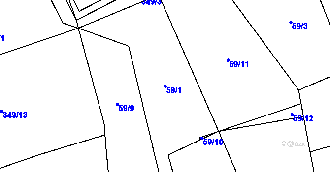 Parcela st. 59/1 v KÚ Bydžovská Lhotka, Katastrální mapa