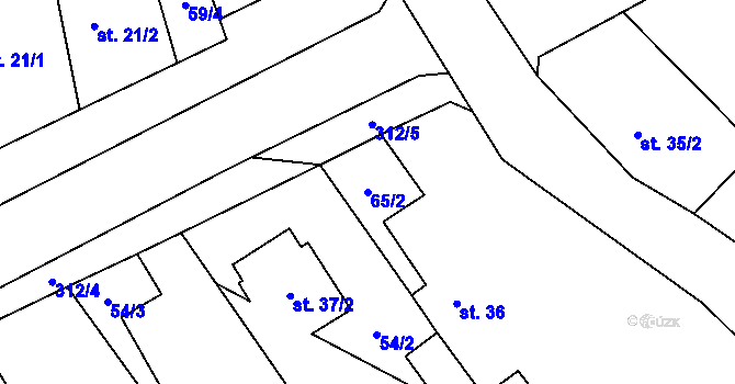 Parcela st. 65/2 v KÚ Bydžovská Lhotka, Katastrální mapa