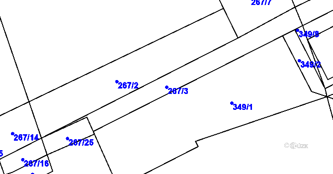 Parcela st. 267/3 v KÚ Bydžovská Lhotka, Katastrální mapa