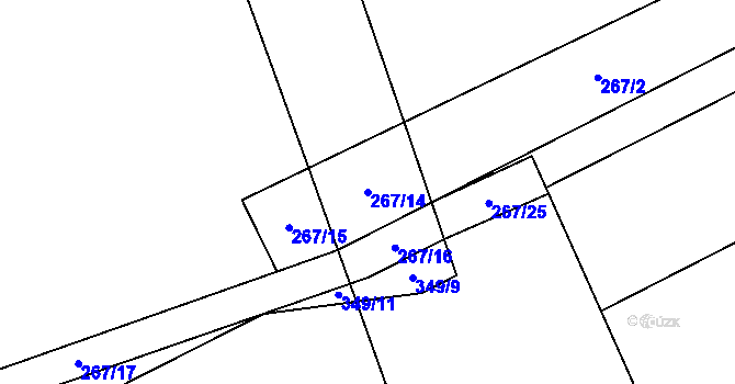Parcela st. 267/14 v KÚ Bydžovská Lhotka, Katastrální mapa