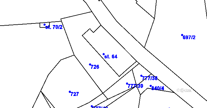 Parcela st. 64 v KÚ Měník u Nového Bydžova, Katastrální mapa