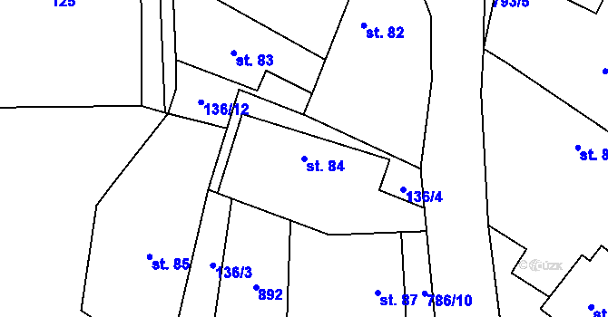 Parcela st. 84 v KÚ Měník u Nového Bydžova, Katastrální mapa