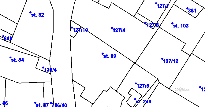Parcela st. 89 v KÚ Měník u Nového Bydžova, Katastrální mapa