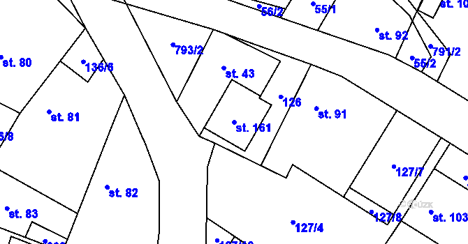 Parcela st. 161 v KÚ Měník u Nového Bydžova, Katastrální mapa