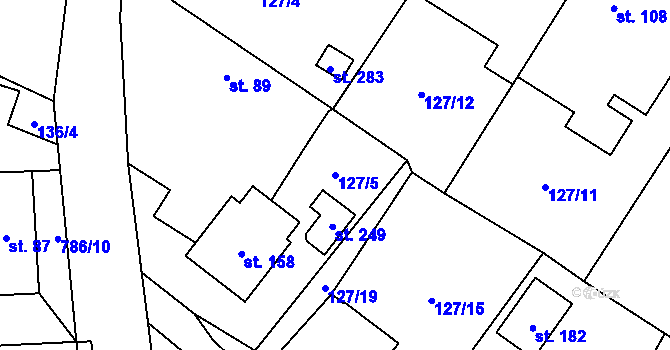 Parcela st. 127/5 v KÚ Měník u Nového Bydžova, Katastrální mapa