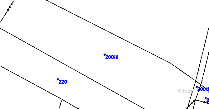 Parcela st. 200/1 v KÚ Měník u Nového Bydžova, Katastrální mapa
