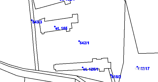 Parcela st. 542/1 v KÚ Měník u Nového Bydžova, Katastrální mapa