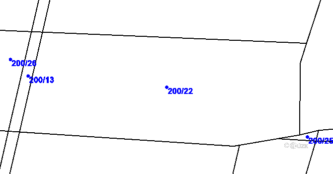 Parcela st. 200/22 v KÚ Měník u Nového Bydžova, Katastrální mapa