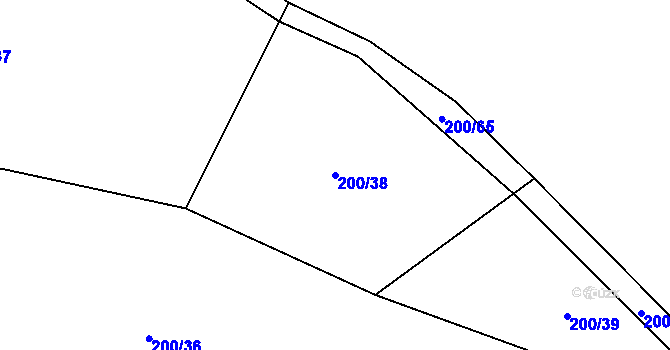 Parcela st. 200/38 v KÚ Měník u Nového Bydžova, Katastrální mapa